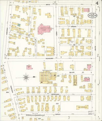 Sanborn Fire Insurance Map from Bangor, Penobscot County, Maine (1906), Sheet #0004 - Complete Map Set gallery image, historic Sanborn map, vintage wall art, Maine Maine