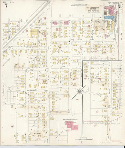 Sanborn Fire Insurance Map from North Vernon, Jennings County, Indiana (1943), Sheet #0007 - Historic Sanborn Fire Insurance Map Print, vintage old map wall art, antique decor, genealogy gift, Indiana Indiana map