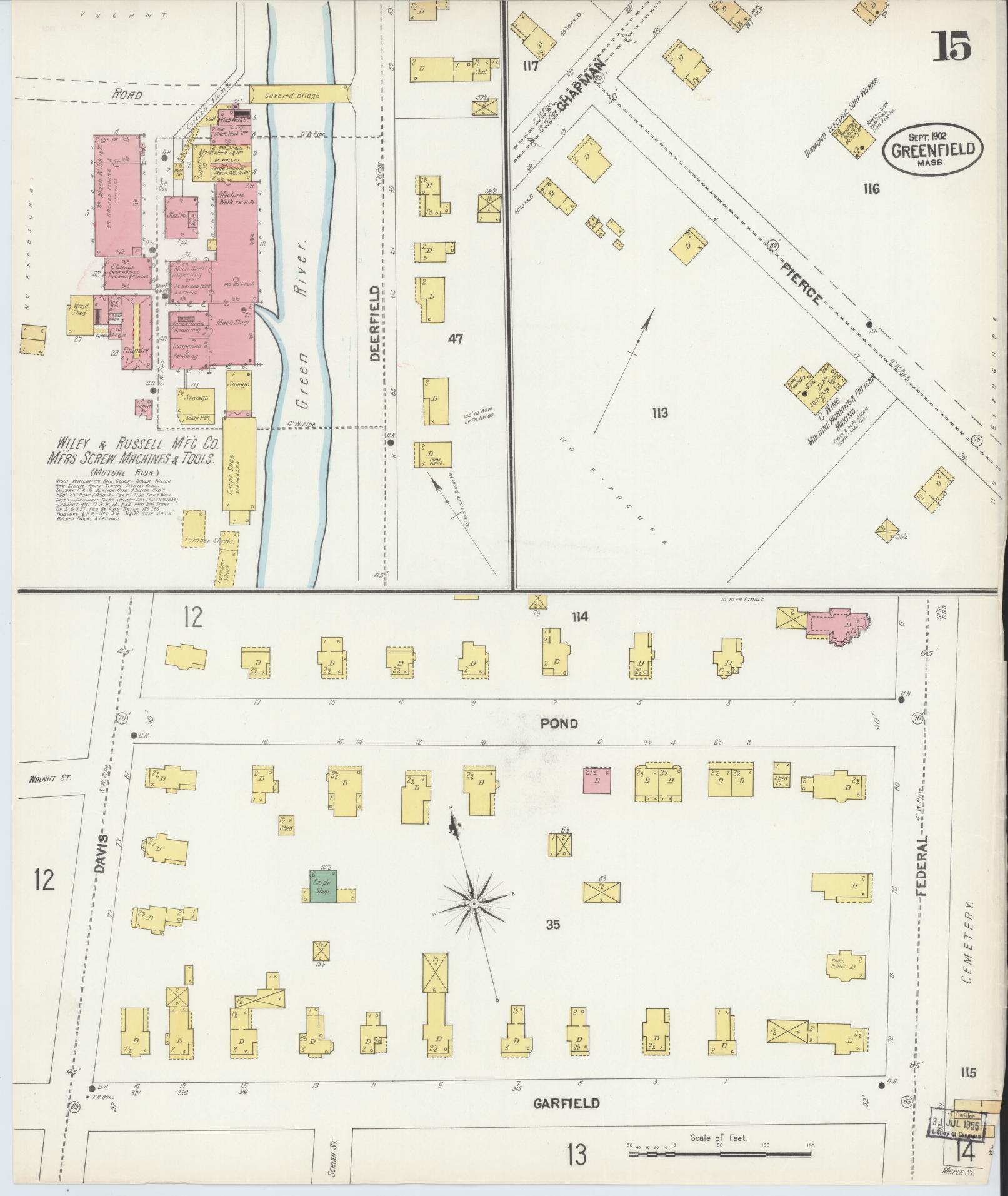 Sanborn Fire Insurance Map from Greenfield, Franklin County, Massachusetts (1902), Sheet #0014 - Complete Map Set gallery image, historic Sanborn map, vintage wall art, Massachusetts Massachusetts