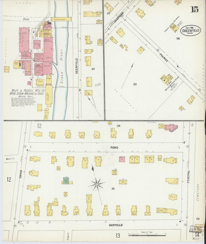 Sanborn Fire Insurance Map from Greenfield, Franklin County, Massachusetts (1902), Sheet #0014 - Complete Map Set gallery image, historic Sanborn map, vintage wall art, Massachusetts Massachusetts