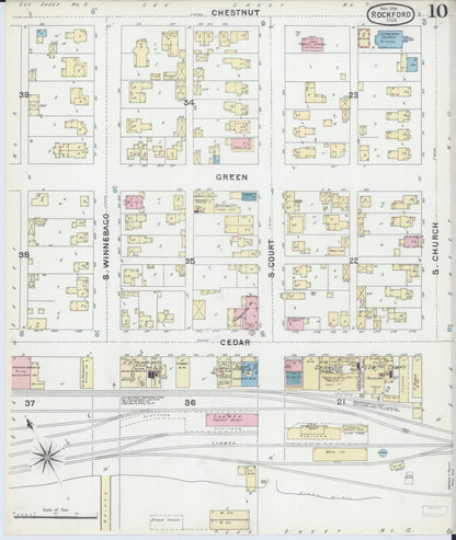 Sanborn Fire Insurance Map from Rockford, Winnebago County, Illinois (1891), Sheet #0010 - Complete Map Set gallery image, historic Sanborn map, vintage wall art, Illinois Illinois