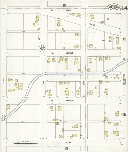 Sanborn Fire Insurance Map from Centralia, Lewis County, Washington (1909), Sheet #0014 - Complete Map Set gallery image, historic Sanborn map, vintage wall art, Washington Washington