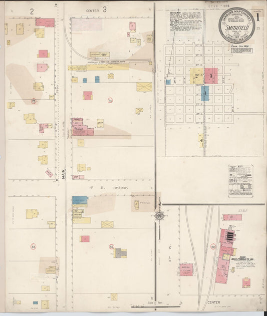 Sanborn Fire Insurance Map from Smithfield, Cache County, Utah (1929), Sheet #0001 - Complete Map Set gallery image, historic Sanborn map, vintage wall art, Utah Utah