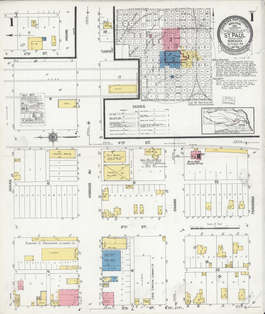 Sanborn Fire Insurance Map from Saint Paul, Howard County, Nebraska (1924), Sheet #0001 - Complete Map Set gallery image, historic Sanborn map, vintage wall art, Nebraska Nebraska
