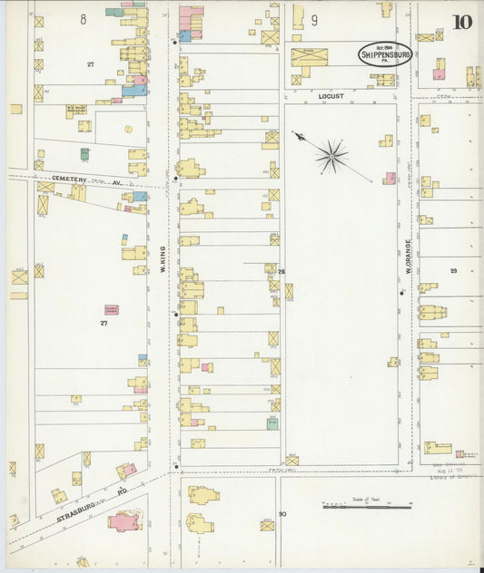 Sanborn Fire Insurance Map from Shippensburg, Cumberland And Franklin Counties, Pennsylvania (1904), Sheet #0010 - Historic Sanborn Fire Insurance Map Print, vintage old map wall art, antique decor, genealogy gift, Counties Pennsylvania map