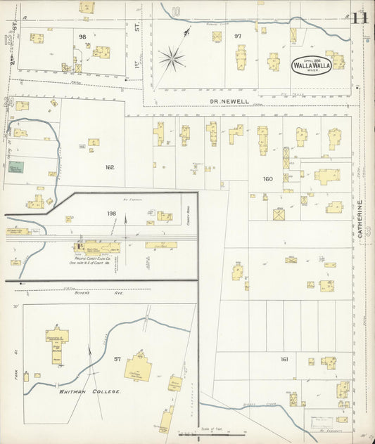Sanborn Fire Insurance Map from Walla Walla, Walla Walla County, Washington (1894), Sheet #0011 - Historic Sanborn Fire Insurance Map Print, vintage old map wall art, antique decor, genealogy gift, Washington Washington map