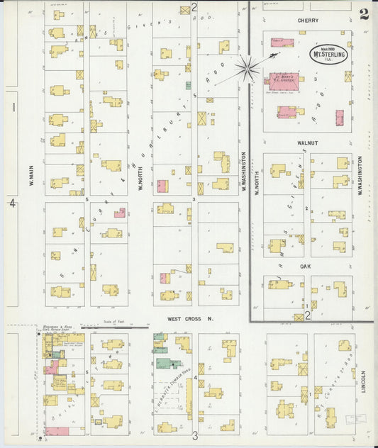 Sanborn Fire Insurance Map from Mount Sterling, Brown County, Illinois (1900), Sheet #0002 - Historic Sanborn Fire Insurance Map Print, vintage old map wall art, antique decor, genealogy gift, Illinois Illinois map