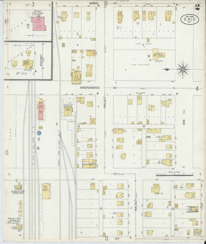 Sanborn Fire Insurance Map from Enid, Garfield County, Oklahoma (1904), Sheet #0002 - Complete Map Set gallery image, historic Sanborn map, vintage wall art, Oklahoma Oklahoma