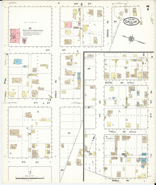 Sanborn Fire Insurance Map from Gallup, Mckinley County, New Mexico (1916), Sheet #0007 - Historic Sanborn Fire Insurance Map Print, vintage old map wall art, antique decor, genealogy gift, New Mexico New Mexico map