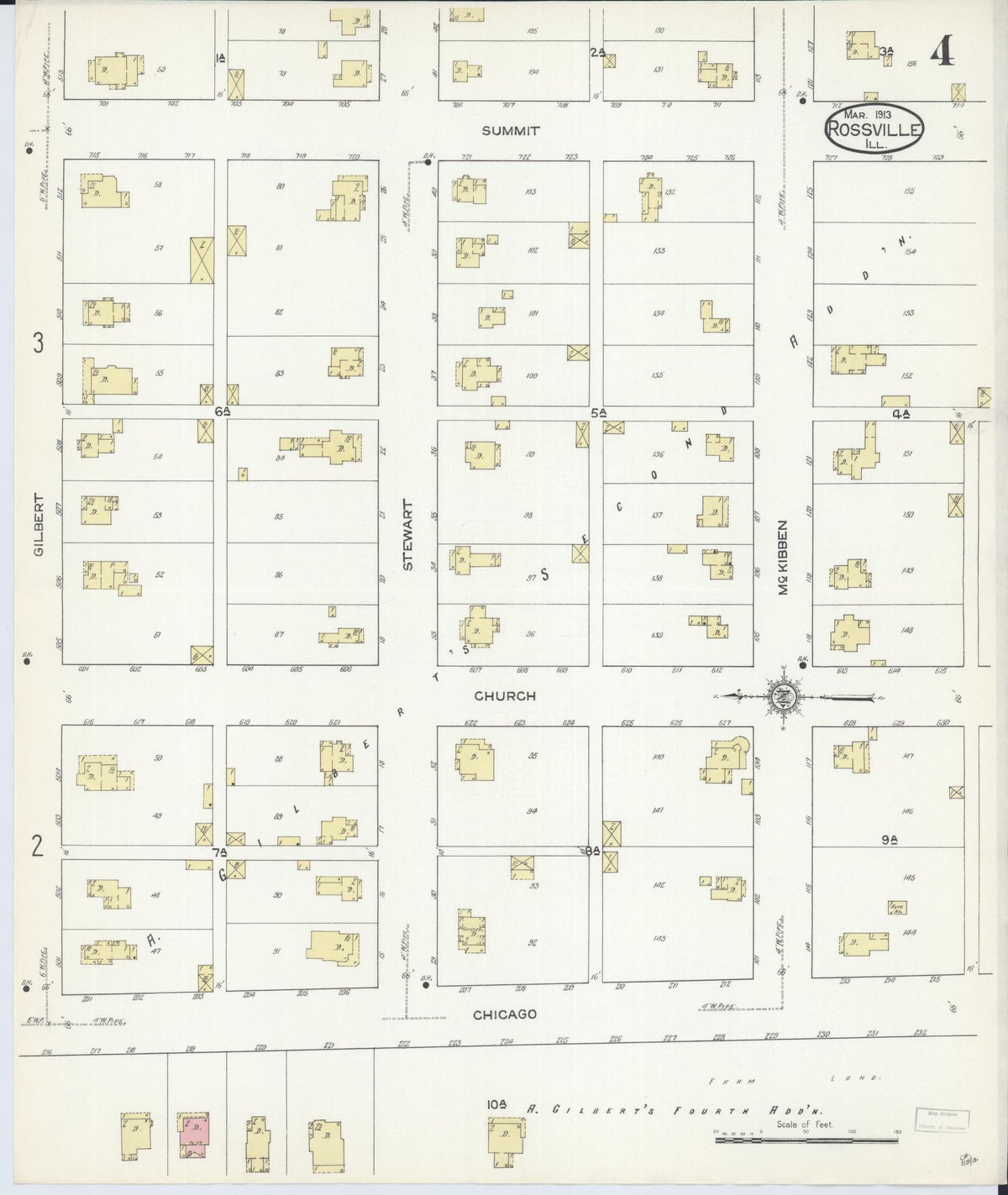 Sanborn Fire Insurance Map from Rossville, Vermilion County, Illinois (1913), Sheet #0004 - Complete Map Set gallery image, historic Sanborn map, vintage wall art, Illinois Illinois
