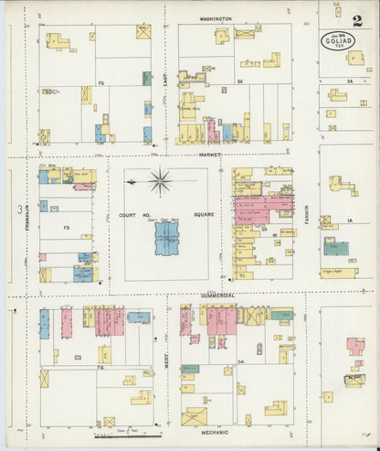 Sanborn Fire Insurance Map from Goliad, Goliad County, Texas (1906), Sheet #0002 - Complete Map Set gallery image, historic Sanborn map, vintage wall art, Texas Texas
