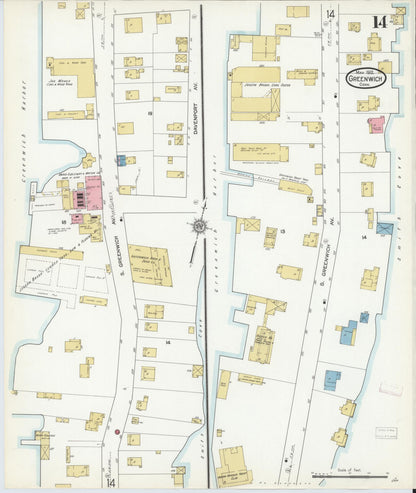 Sanborn Fire Insurance Map from Greenwich, Fairfield County, Connecticut (1912), Sheet #0014 - Complete Map Set gallery image, historic Sanborn map, vintage wall art, Connecticut Connecticut