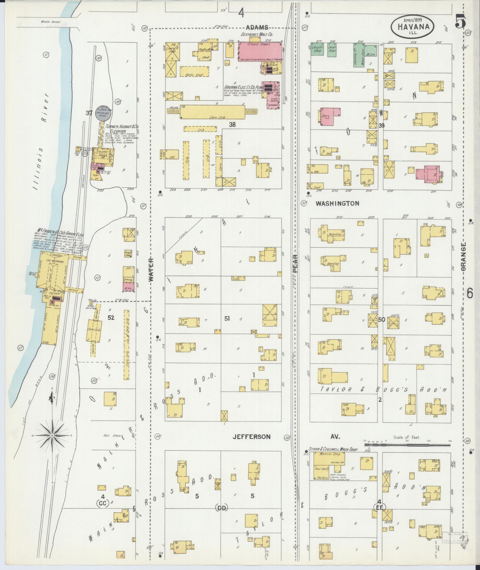 Sanborn Fire Insurance Map from Havana, Mason County, Illinois (1899), Sheet #0005 - Historic Sanborn Fire Insurance Map Print, vintage old map wall art, antique decor, genealogy gift, Illinois Illinois map