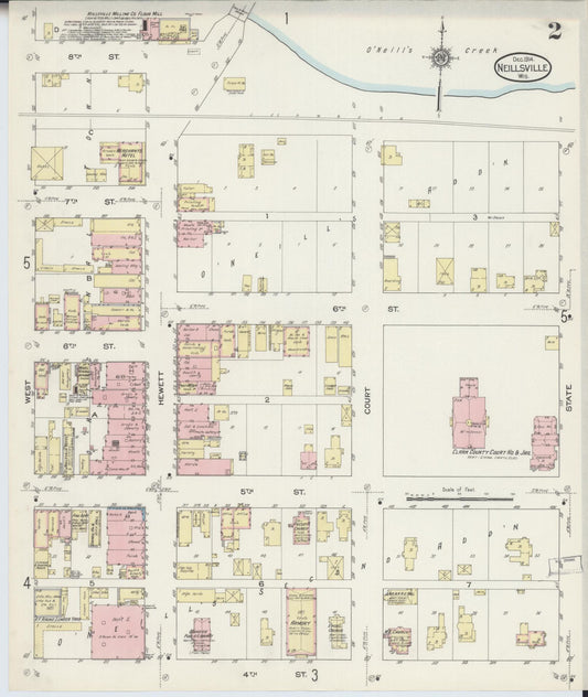Sanborn Fire Insurance Map from Neillsville, Clark County, Wisconsin (1914), Sheet #0002 - Historic Sanborn Fire Insurance Map Print, vintage old map wall art, antique decor, genealogy gift, Wisconsin Wisconsin map