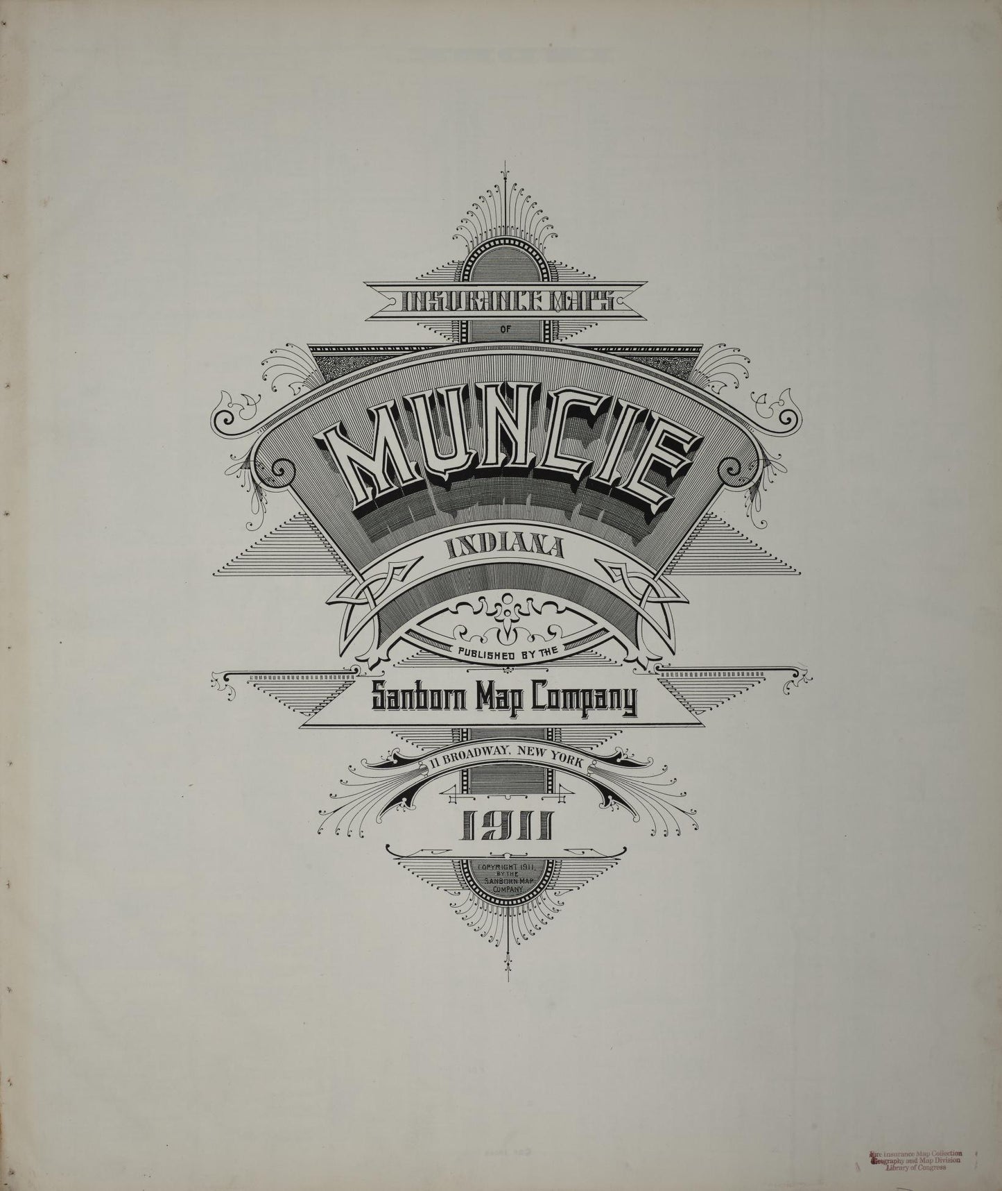 Sanborn Fire Insurance Map from Muncie, Delaware County, Indiana. (1911) – Historic Sanborn Fire Insurance Map Print