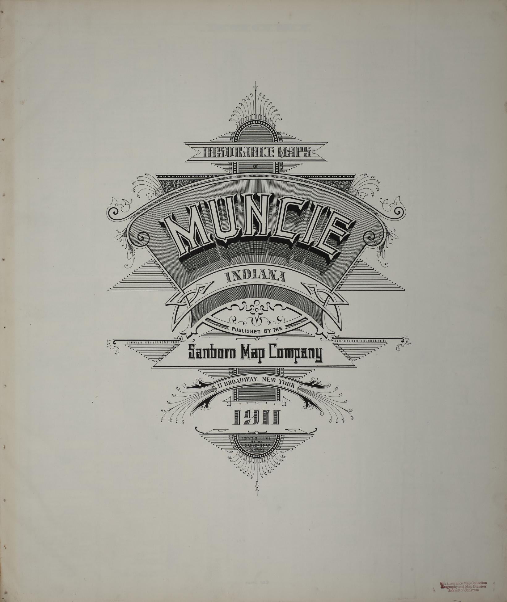 Sanborn Fire Insurance Map from Muncie, Delaware County, Indiana. (1911) – Historic Sanborn Fire Insurance Map Print