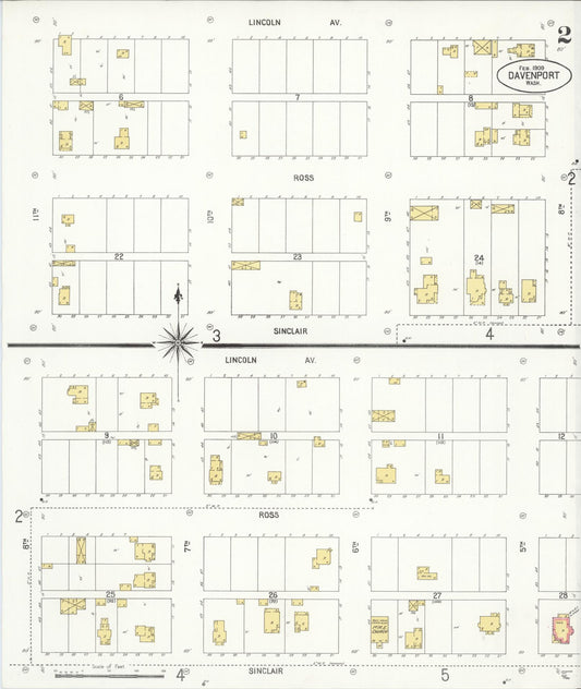 Sanborn Fire Insurance Map from Davenport, Lincoln County, Washington (1909), Sheet #0002 - Historic Sanborn Fire Insurance Map Print, vintage old map wall art, antique decor, genealogy gift, Washington Washington map