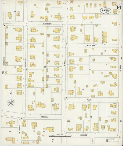 Sanborn Fire Insurance Map from Paris, Lamar County, Texas (1902), Sheet #0014 - Historic Sanborn Fire Insurance Map Print, vintage old map wall art, antique decor, genealogy gift, Texas Texas map