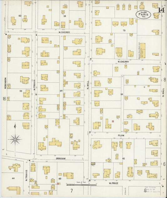 Sanborn Fire Insurance Map from Paris, Lamar County, Texas (1902), Sheet #0014 - Historic Sanborn Fire Insurance Map Print, vintage old map wall art, antique decor, genealogy gift, Texas Texas map