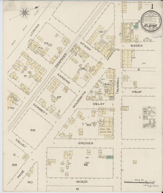 Sanborn Fire Insurance Map from Albina, Multnomah County, Oregon (1885), Sheet #0001 - Historic Sanborn Fire Insurance Map Print, vintage old map wall art, antique decor, genealogy gift, Oregon Oregon map