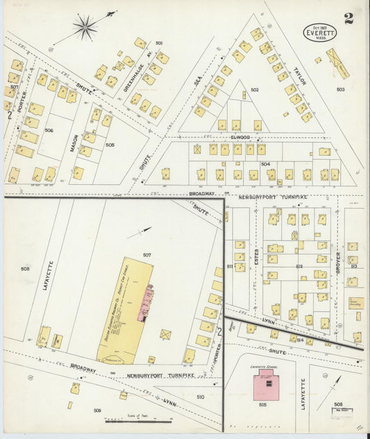 Sanborn Fire Insurance Map from Everett, Middlesex County, Massachusetts (1903), Sheet #0002 - Historic Sanborn Fire Insurance Map Print, vintage old map wall art, antique decor, genealogy gift, Massachusetts Massachusetts map
