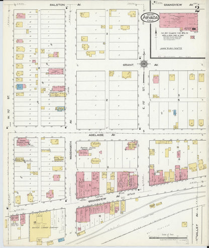 Sanborn Fire Insurance Map from Arvada, Jefferson County, Colorado (1917), Sheet #0002 - Complete Map Set gallery image, historic Sanborn map, vintage wall art, Colorado Colorado