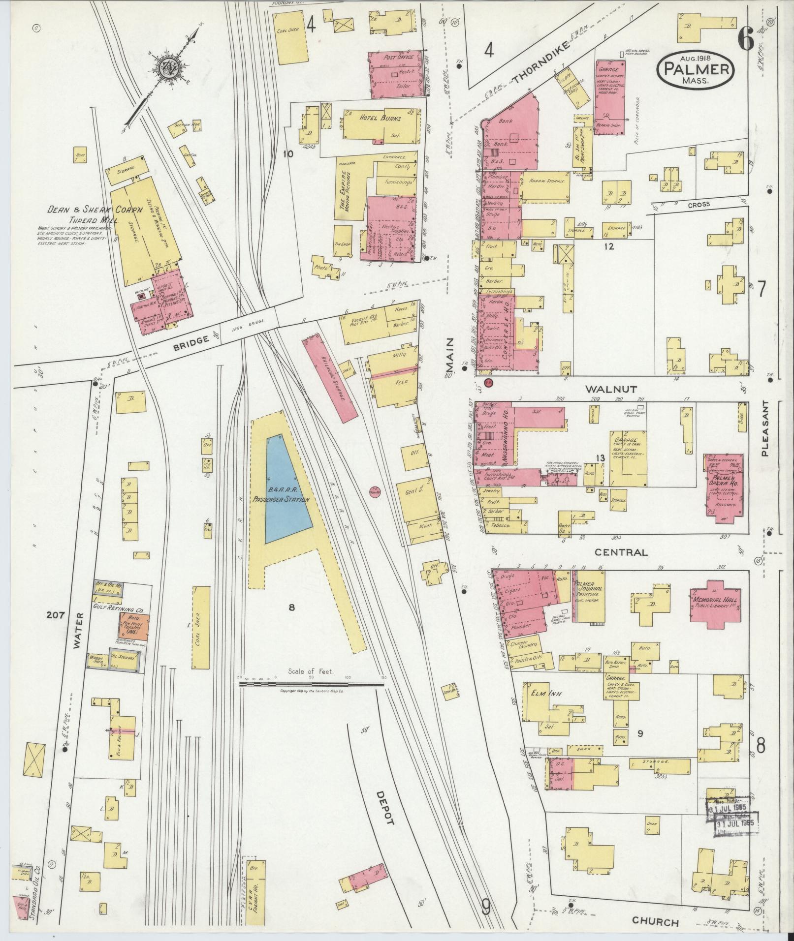 Sanborn Fire Insurance Map from Palmer, Hampden County, Massachusetts (1918), Sheet #0006 - Complete Map Set gallery image, historic Sanborn map, vintage wall art, Massachusetts Massachusetts