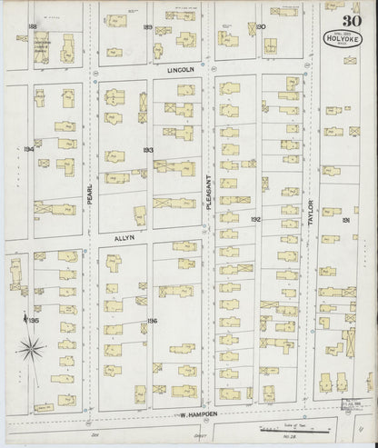 Sanborn Fire Insurance Map from Holyoke, Hampden County, Massachusetts (1889), Sheet #0030 - Complete Map Set gallery image, historic Sanborn map, vintage wall art, Massachusetts Massachusetts