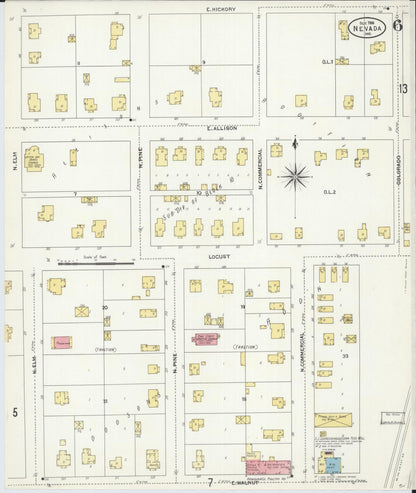 Sanborn Fire Insurance Map from Nevada, Vernon County, Missouri (1906), Sheet #0006 - Complete Map Set gallery image, historic Sanborn map, vintage wall art, Missouri Missouri