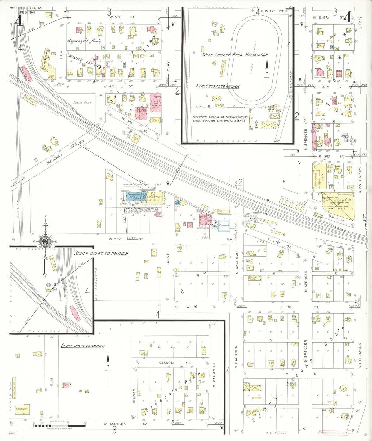 Sanborn Fire Insurance Map from West Liberty, Muscatine County, Iowa (1941), Sheet #0004 - Historic Sanborn Fire Insurance Map Print, vintage old map wall art