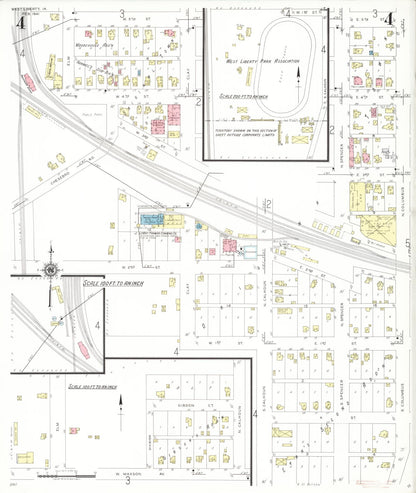 Sanborn Fire Insurance Map from West Liberty, Muscatine County, Iowa (1941), Sheet #0004 - Historic Sanborn Fire Insurance Map Print, vintage old map wall art
