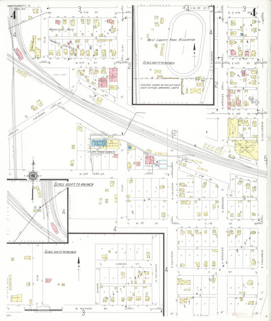 Sanborn Fire Insurance Map from West Liberty, Muscatine County, Iowa (1941), Sheet #0004 - Historic Sanborn Fire Insurance Map Print, vintage old map wall art