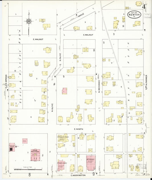 Sanborn Fire Insurance Map from Newton, Jasper County, Iowa (1911), Sheet #0004 - Historic Sanborn Fire Insurance Map Print, vintage old map wall art