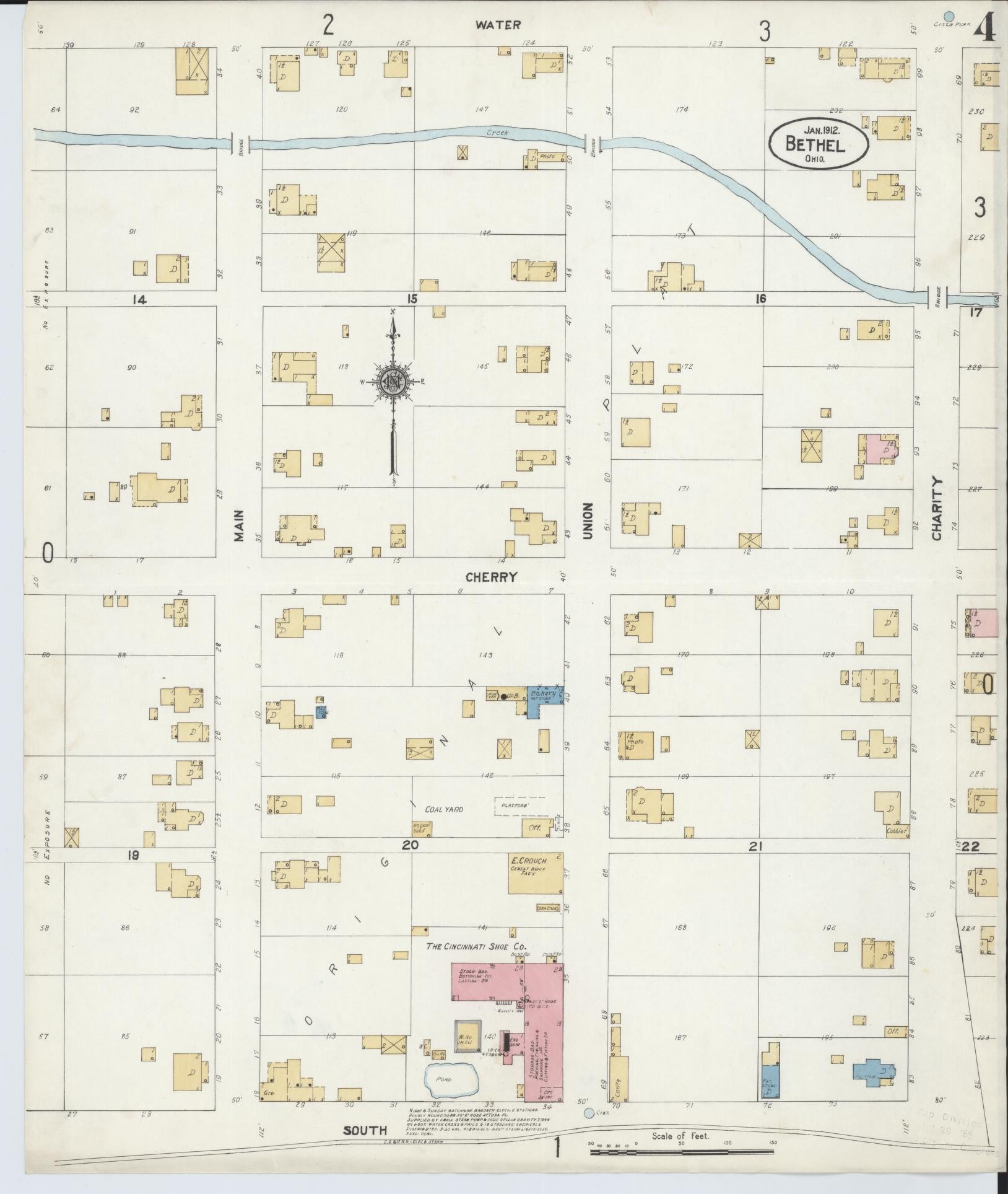 Sanborn Fire Insurance Map from Bethel, Clermont County, Ohio (1912), Sheet #0004 - Complete Map Set gallery image, historic Sanborn map, vintage wall art, Ohio Ohio