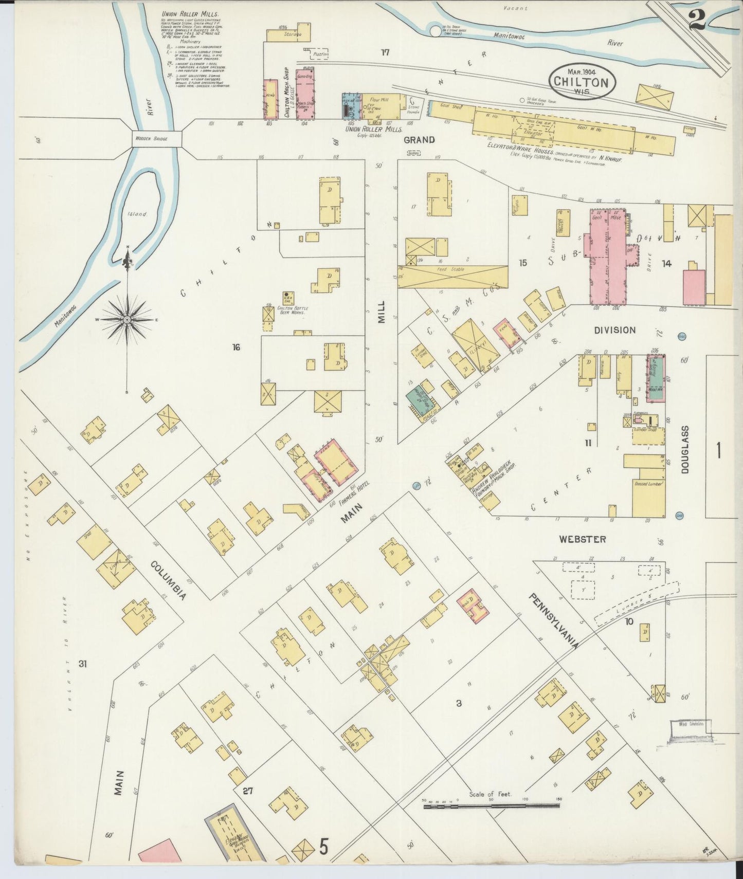 Sanborn Fire Insurance Map from Chilton, Calumet County, Wisconsin (1904), Sheet #0002 - Complete Map Set gallery image, historic Sanborn map, vintage wall art, Wisconsin Wisconsin