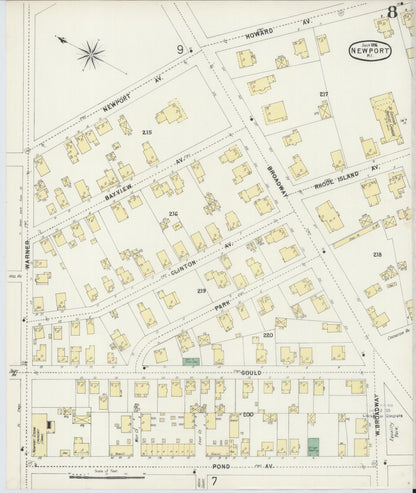 Sanborn Fire Insurance Map from Newport, Newport County, Rhode Island (1896), Sheet #0008 - Complete Map Set gallery image, historic Sanborn map, vintage wall art, Rhode Island Rhode Island
