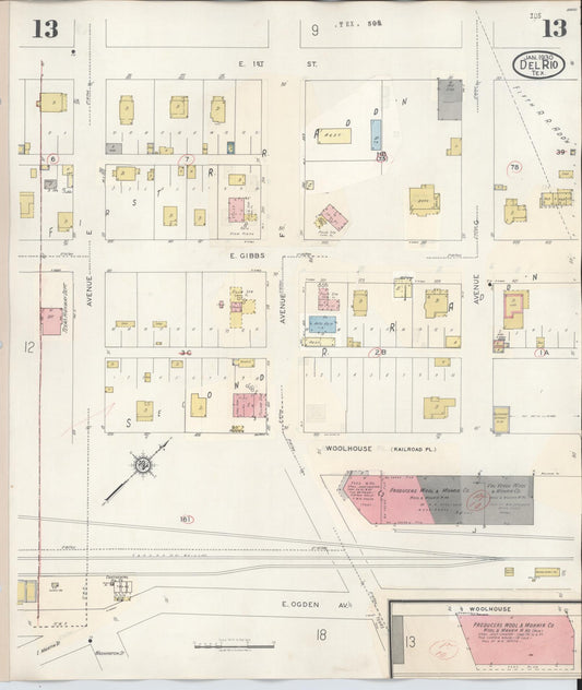 Sanborn Fire Insurance Map from Del Rio, Val Verde County, Texas (1948), Sheet #0013 - Historic Sanborn Fire Insurance Map Print, vintage old map wall art, antique decor, genealogy gift, Texas Texas map
