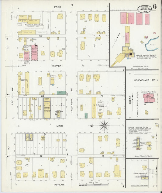 Sanborn Fire Insurance Map from Sapulpa, Creek County, Oklahoma (1909), Sheet #0006 - Historic Sanborn Fire Insurance Map Print, vintage old map wall art, antique decor, genealogy gift, Oklahoma Oklahoma map