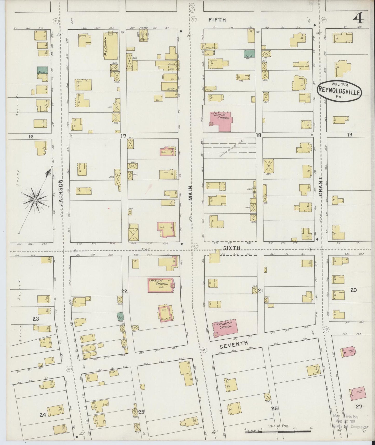 Sanborn Fire Insurance Map from Reynoldsville, Jefferson County, Pennsylvania (1894), Sheet #0004 - Complete Map Set gallery image, historic Sanborn map, vintage wall art, Pennsylvania Pennsylvania