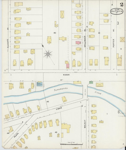 Sanborn Fire Insurance Map from Batavia, Genesee County, New York (1896), Sheet #0002 - Complete Map Set gallery image, historic Sanborn map, vintage wall art, New York New York