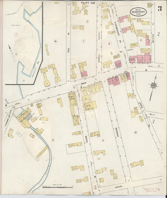 Sanborn Fire Insurance Map from Searsport, Waldo County, Maine (1933), Sheet #0003 - Historic Sanborn Fire Insurance Map Print, vintage old map wall art, antique decor, genealogy gift, Maine Maine map