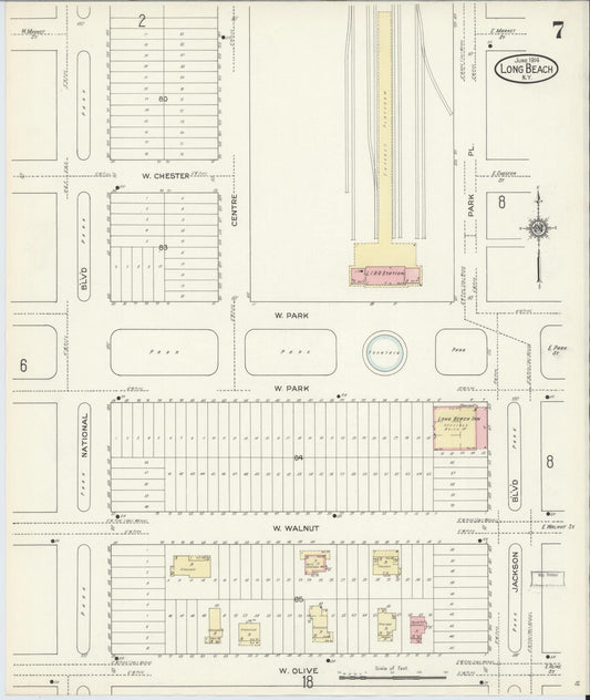 Sanborn Fire Insurance Map from Long Beach, Nassau County, New York (1914), Sheet #0007 - Historic Sanborn Fire Insurance Map Print, vintage old map wall art, antique decor, genealogy gift, New York New York map