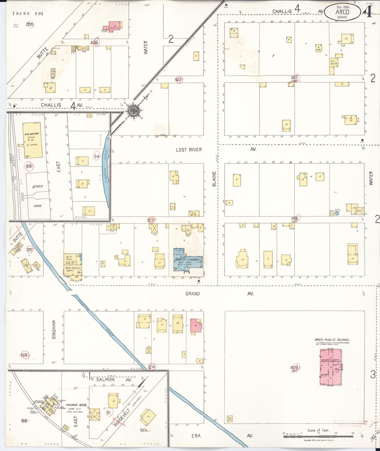 Sanborn Fire Insurance Map from Arco, Butte County, Idaho (1931), Sheet #0004 - Historic Sanborn Fire Insurance Map Print, vintage old map wall art, antique decor, genealogy gift, Idaho Idaho map