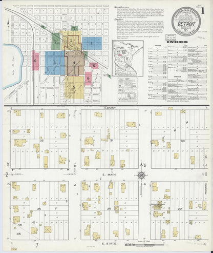 Sanborn Fire Insurance Map from Detroit Lakes, Becker County, Minnesota (1917), Sheet #0001 - Historic Sanborn Fire Insurance Map Print, vintage old map wall art, antique decor, genealogy gift, Minnesota Minnesota map