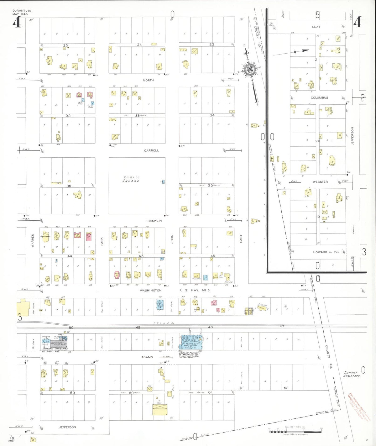 Sanborn Fire Insurance Map from Durant, Cedar County, Iowa (1948), Sheet #0004 - Historic Sanborn Fire Insurance Map Print