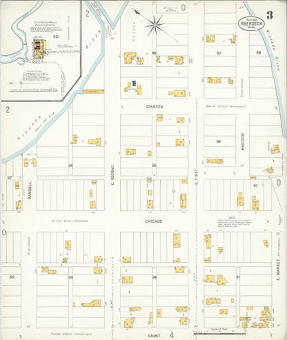 Sanborn Fire Insurance Map from Aberdeen, Grays Harbor County, Washington (1906), Sheet #0003 - Complete Map Set gallery image, historic Sanborn map, vintage wall art, Washington Washington