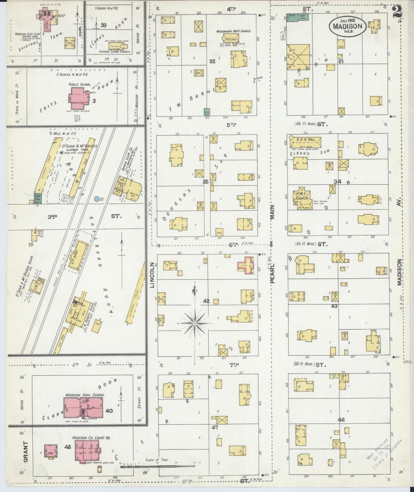 Sanborn Fire Insurance Map from Madison, Madison County, Nebraska (1902), Sheet #0002 - Historic Sanborn Fire Insurance Map Print, vintage old map wall art, antique decor, genealogy gift, Nebraska Nebraska map