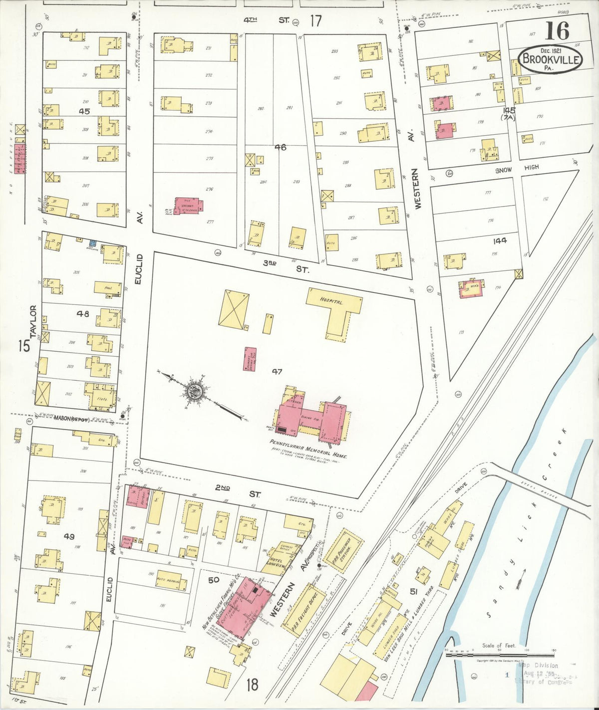 Sanborn Fire Insurance Map from Brookville, Jefferson County, Pennsylvania (1921), Sheet #0016 - Complete Map Set gallery image, historic Sanborn map, vintage wall art, Pennsylvania Pennsylvania