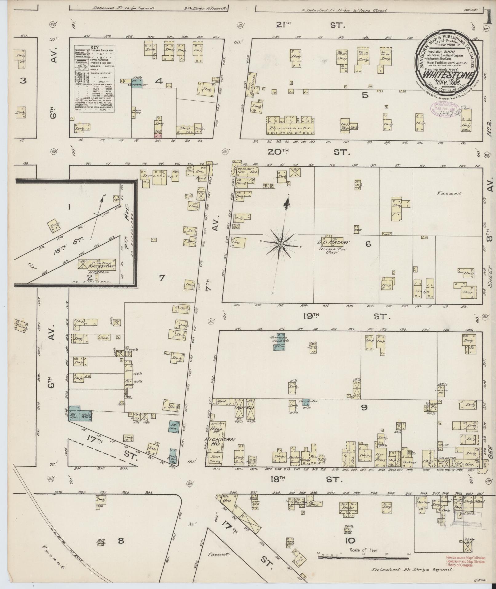 Sanborn Fire Insurance Map from Whitestone, Queens County, New York (1886), Sheet #0001 - Historic Sanborn Fire Insurance Map Print, vintage old map wall art, antique decor, genealogy gift, New York New York map