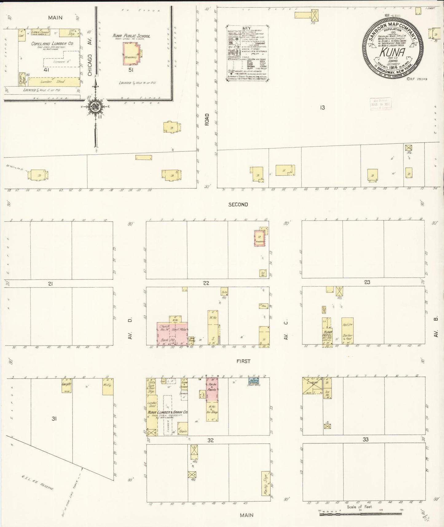 Sanborn Fire Insurance Map from Kuna, Ada County, Idaho (1914), Sheet #0001 - Historic Sanborn Fire Insurance Map Print, vintage old map wall art, antique decor, genealogy gift, Idaho Idaho map